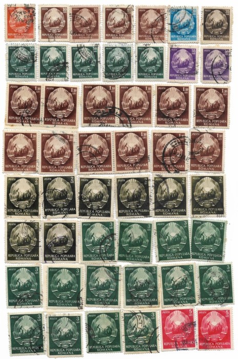 Uzuale - stema R.P.R., 1952 - valori obliterate