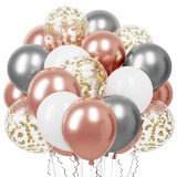 Set 50 baloane pentru petrecere, 40cm, alb, argintiu, roz Household NewTrend