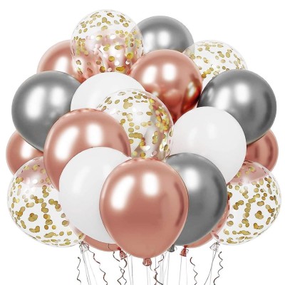Set 50 baloane pentru petrecere, 40cm, alb, argintiu, roz Household NewTrend foto