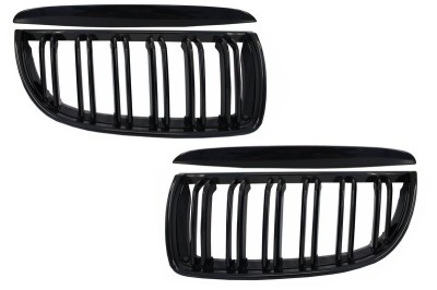Grile Centrale Duble BMW Seria 3 E90 E91 Pre-LCI (2005-2008) M-Design Negru Lucios Performance AutoTuning foto