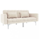 Canapea Extensibila Crem vidaXL, Material Textil, 175.5x98 cm, 3 pozitii inclinare + 2 perne incluse