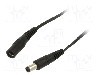 Cablu alimentare DC, DC 5,5/2,1 mufa, DC 5,5/2,5 mufa, negru, 0,5m, WEST POL - P25-C21-T050-050BK