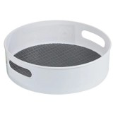Tava rotativa multifunctionala pentru depozitare si organizare in bucatarie sau baie, plastic, alb / gri, &Oslash; 23 x 7 cm, M Deco