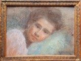 Eustațiu Stoenescu (1884-1957)-T&acirc;nără cu capul pe pernă, pastel