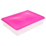 Caserola Recipient Alimente Transparent 6L, Capac Fucsia, Plastic, CMCLASS, Rezistent -40&deg;C/+110&deg;C, Dimensiuni 33x27x8cm