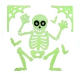 Autocolant Gel Schelet Halloween Verde, 20x24 cm, Fluorescent, Decoratiune Perete/Geam, Jumbo