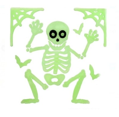 Autocolant Gel Schelet Glow in the Dark pentru Geam, 20 X 24 cm foto