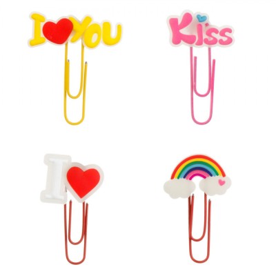 Agrafe Metale Glow in the Dark, Set 4 Bucăți, Multicolor, Topper Love 5.5cm foto
