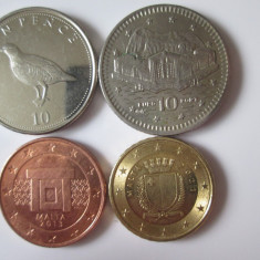 Gibraltar și Malta lot 4 monede,vedeți imaginile