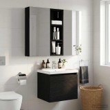 vidaXL Dulap de perete pentru baie Stejar Negru 20 x 10 x 60,5 cm 889288