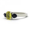 Inel Aur Alb 18k cu Safir Galben 0.82ct si Safire Albastre 0.56ct, Marime 53