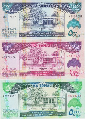 Bancnota 500, 1.000 si 5.000 Shilingi 2011 - P6h/20/21 UNC ( set x3 ) foto