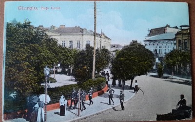 Carte postala, Giurgiu Piata Carol, 1924 foto
