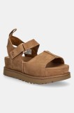 UGG sandale din piele &icirc;ntoarsă Goldenstar Hi femei, culoarea maro, cu platforma, 1167356-CHE