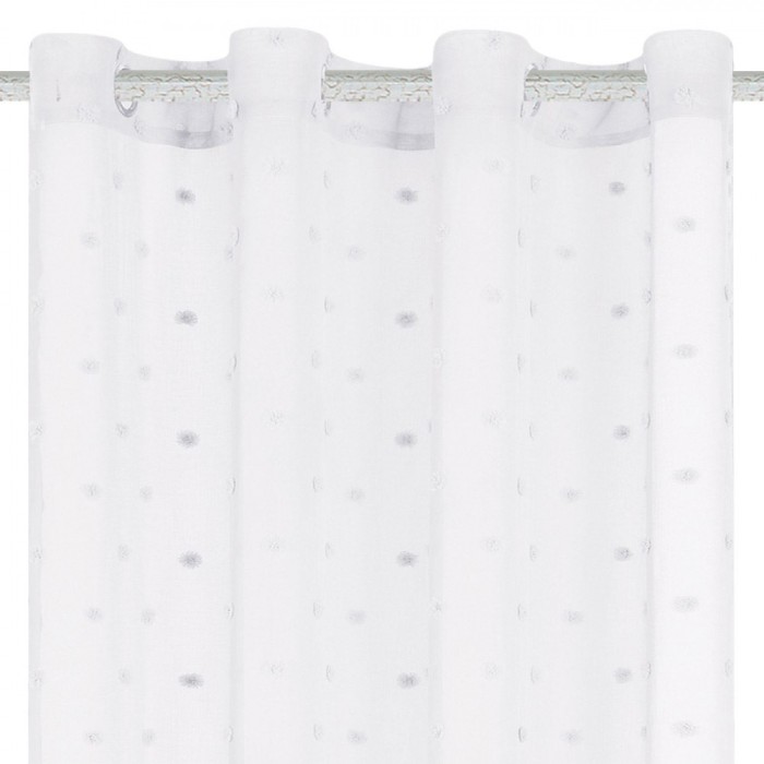 Perdea Decorativă, Model Franjuri cu Inele, Culoare Alb, Dimensiuni 140x260cm