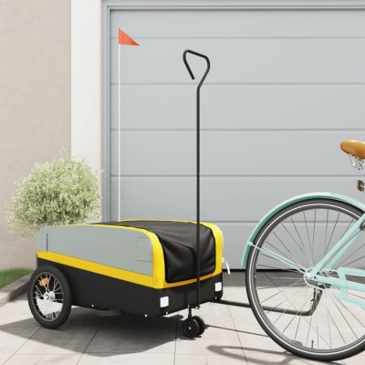 vidaXL Remorcă pentru biciclete, negru și galben, 45 kg, fier foto