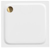 Cada pentru dus din acril Rea Belmond White 80x80 Brush Gold