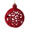 Ornament Brad Crăciun, Glob Catifelat, Model Perforat, Roșu, 8cm
