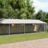 Cușcă c&acirc;ini cu acoperiș și ușă, gri, 10x2x2 m, oțel galvanizat