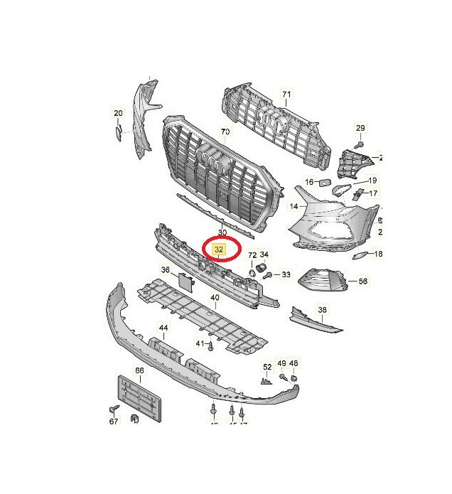 Grila bara protectie Audi Q3 (F3), 07.2018-, parte montare Fata, RapidAuto 13X527-5