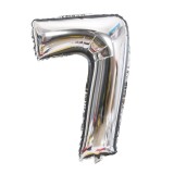 Balon din folie flippy, cifra 7, 81 cm, pentru aer sau heliu, bulk, argintiu