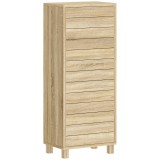 HOMCOM Dulap de baie din lemn cu poliță reglabilă și ușă cu lamele, deschidere prin apăsare, 34 x 23 x 84 cm, natural | Aosom Romania