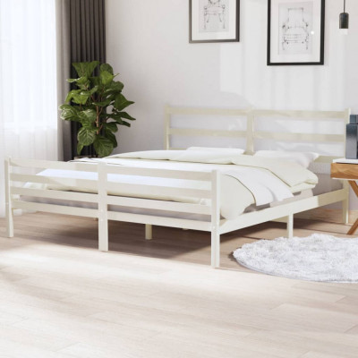 Cadru de pat Super King, alb, 180x200 cm, lemn masiv de pin GartenMobel Dekor foto
