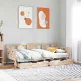 Gossi pat de zi cu sertare, 90x200 cm, lemn masiv pin
