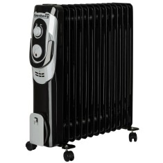 Calorifer electric Hausberg HB-8930NG, 2500 W, 13 elementi, 3 nivele de putere, termostat reglabil, Negru foto