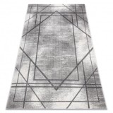 Covor NOBLE modern 1520 45 Vintage, geometriai, linii - structural două niveluri gri, 140x190 cm, Dreptunghi, Poliester