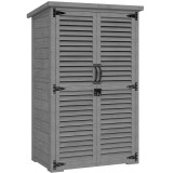 Outsunny Dulap de grădină Remiză pentru unelte din lemn 2 rafturi Acoperiș bitumat Uși cu obloane Blocabil 75 x 50 x 118cm Gri | Aosom Romania
