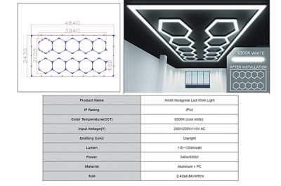 Sistem de Iluminare Plafon Hexagon / HoneyComb 3,94 x 2,10 m Performance AutoTuning foto