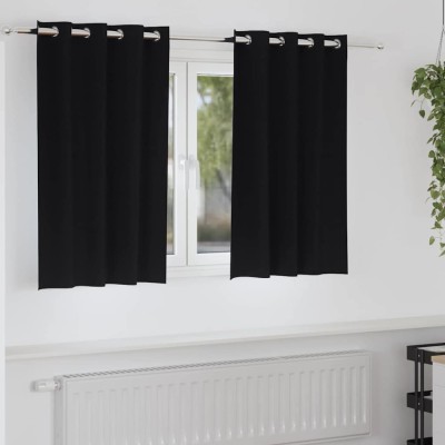 Perdele cu perdele 2 pcs Negru Poliester foto