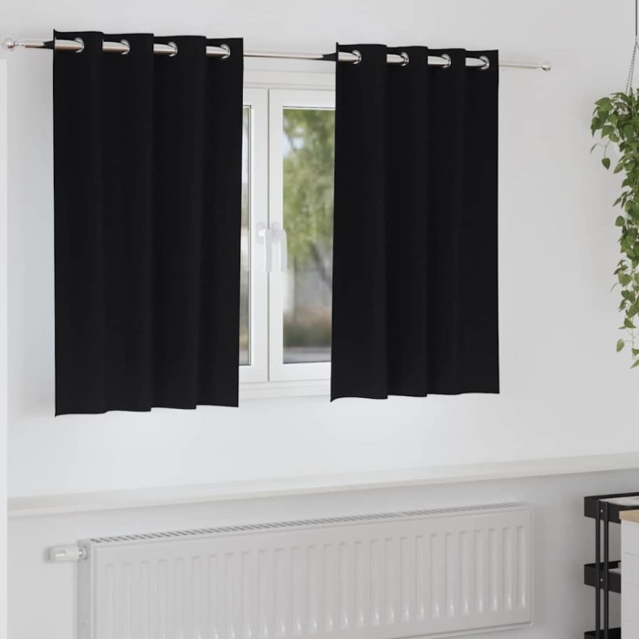 Perdele cu perdele 2 pcs Negru Poliester