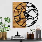 Ceas de perete, Wooden Clock 35, Lemn/metal, Dimensiune: 58 x 3 x 58 cm, Nuc / Negru, Tanelorn