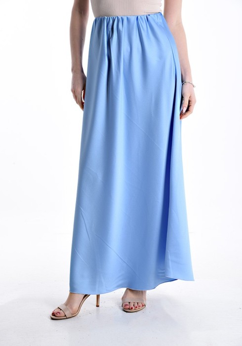 Fusta satin lunga eleganta - Albastru deschis