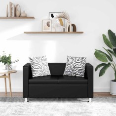 vidaXL Canapea cu 2 locuri, negru, piele artificială