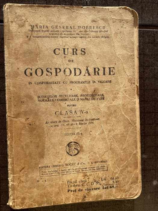 Curs de gospodărie de Maria G-ral Dobrescu