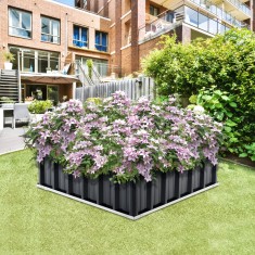 Jardiniera gradina Zevenaar 90 x 90 x 30 cm otel galvanizat [en.casa] HausGarden Leisure foto