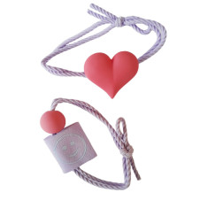 Set 2 elastice de par in forma de inima, 8 cm, Rosu, 29BJ