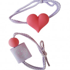 Set 2 elastice de par in forma de inima, 8 cm, Rosu, 29BJ
