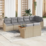 VidaXL Set Sofa cu 9 Piese cu Perne Bej Poliratan Acacia