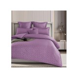 Cumpara ieftin Lenjerie de pat dublu Bumbac Finet cu Carouri 6 Piese cu Elastic, Mov - SIPRT4-12