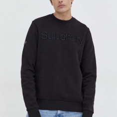 Superdry bluza barbati, culoarea negru, cu imprimeu