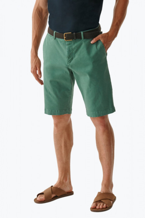 Pantaloni scurti barbati verde cu buzunare oblice 32, Talie 88 cm, lungimea exterioara a cracului 51 cm, Verde, 32 EU
