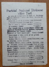 Pliant electoral, Partidul National Taranesc, Presedinte Iuliu Maniu, votati Ochiul foto