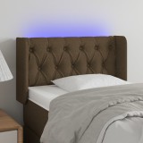 vidaXL Tăblie de pat cu LED, maro &icirc;nchis, 83x16x78/88 cm, textil