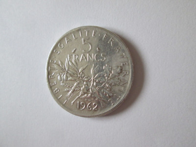 Franta 5 Francs 1962 argint foto