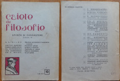 Caiete de filosofie ; Stiinta si cunoastere ; nr. 10 , 1945 , Moisil foto