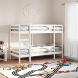 VidaXL Pat supraetajat, alb, 90x200 cm, lemn masiv de pin